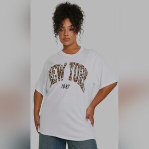 Boohoo Plus Leopard Oversized NY T-Shirt